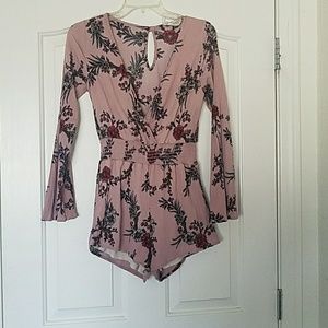 boho mauve floral romper